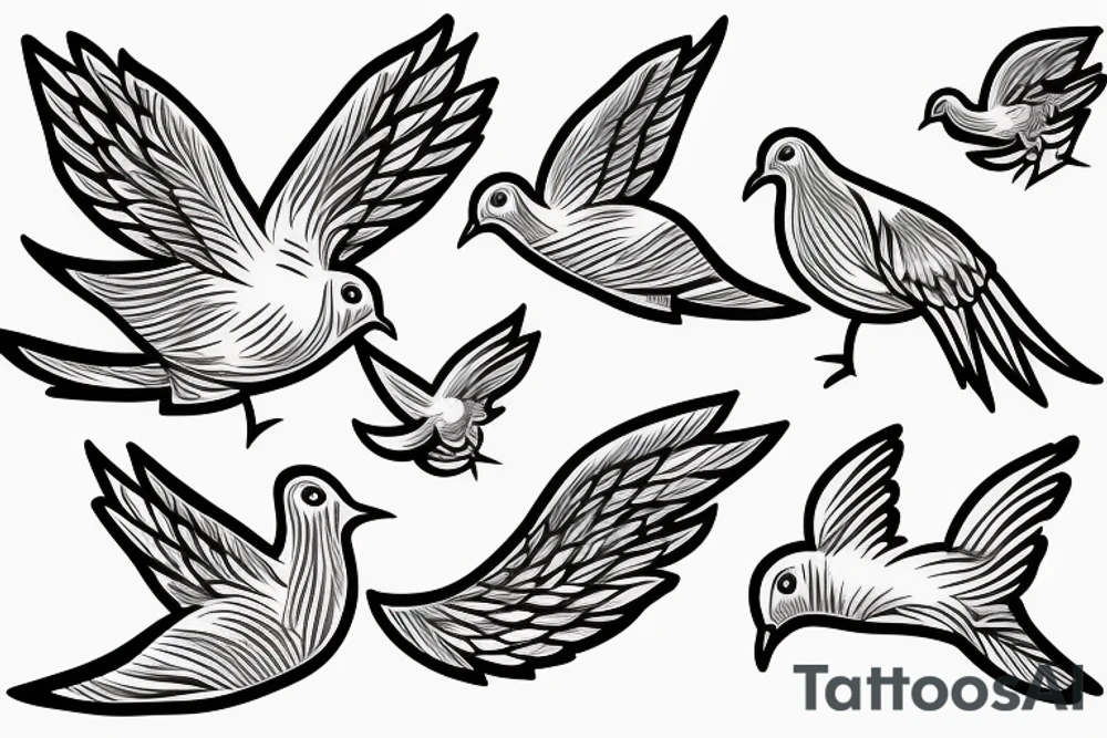 Two doves, one large and one small tattoo idea
