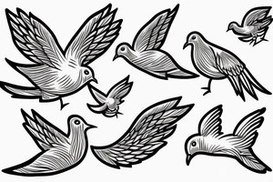 Two doves, one large and one small tattoo idea