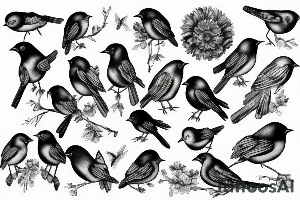 sad birds tattoo idea