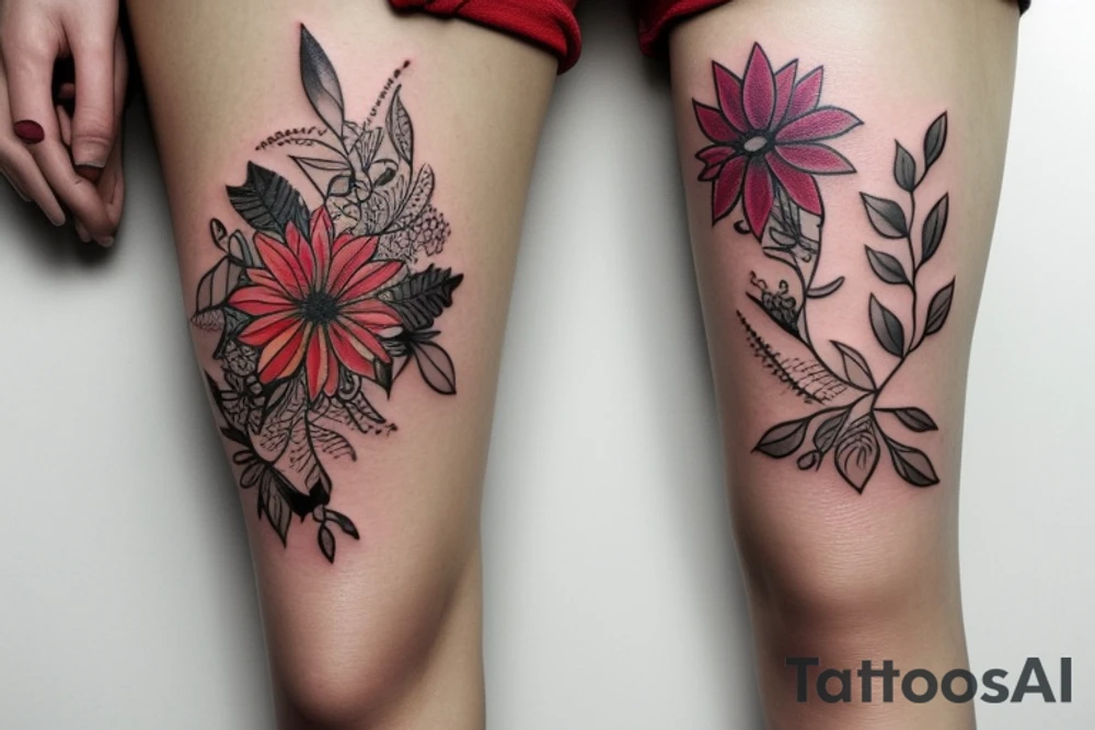Leg flower tattoo idea