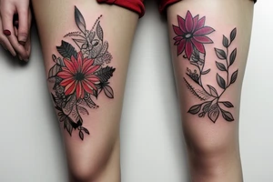 Leg flower tattoo idea