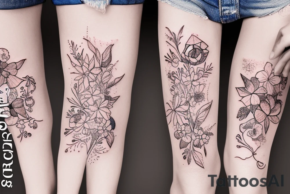 Leg flower tattoo idea