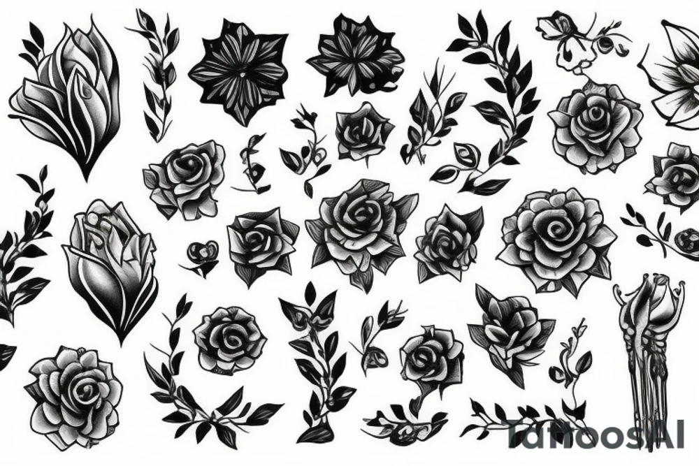Leg flower tattoo idea