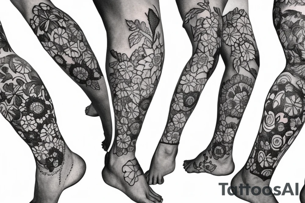 Leg flower tattoo idea