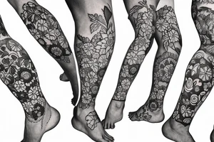 Leg flower tattoo idea
