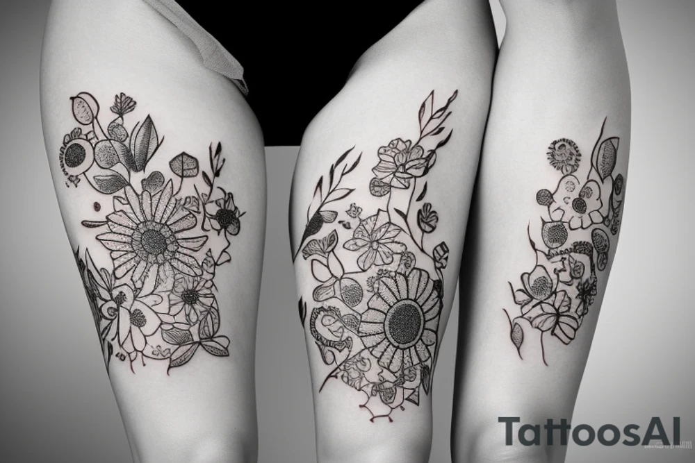 Leg flower tattoo idea