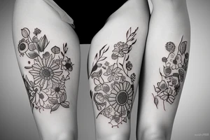 Leg flower tattoo idea