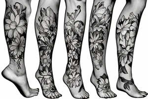 Leg flower tattoo idea