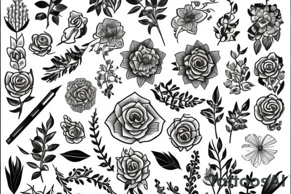 Leg flower tattoo idea