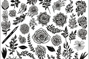 Leg flower tattoo idea