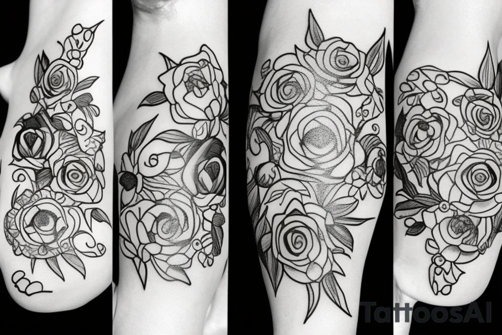 Leg flower tattoo idea