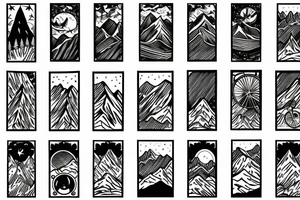 Night time Mountain with Forest and Bicycle tattoo idea