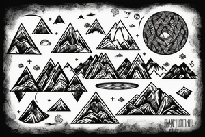 Night time Mountain with Forest and Bicycle tattoo idea