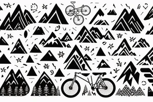Night time Mountain with Forest and Bicycle tattoo idea