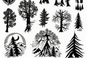 Forest on a mountain tattoo idea