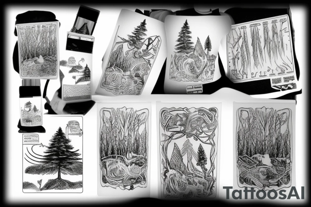 Forest on a mountain tattoo idea