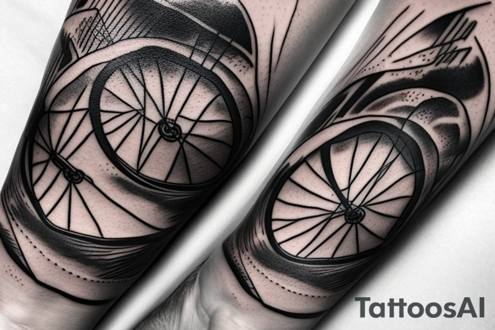 Bicycle trail in mountain at night tattoo idea