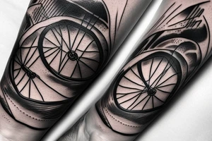 Bicycle trail in mountain at night tattoo idea