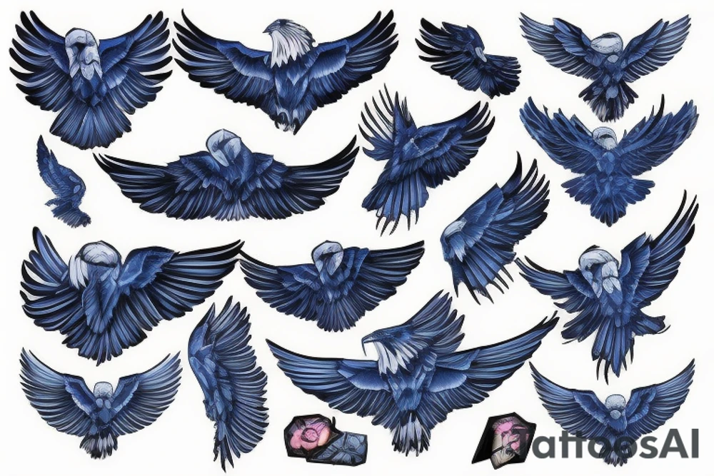 Blue Eagle wings tattoo idea