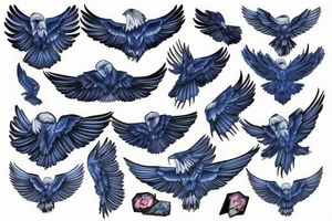 Blue Eagle wings tattoo idea
