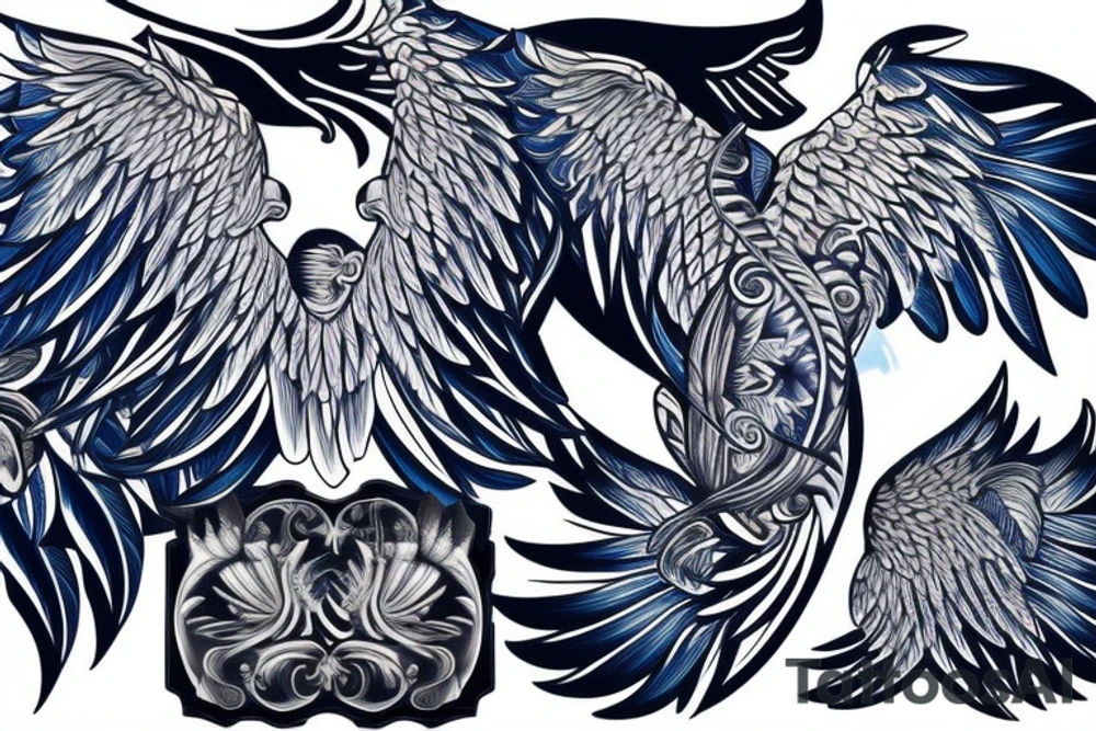 Blue Eagle wings tattoo idea