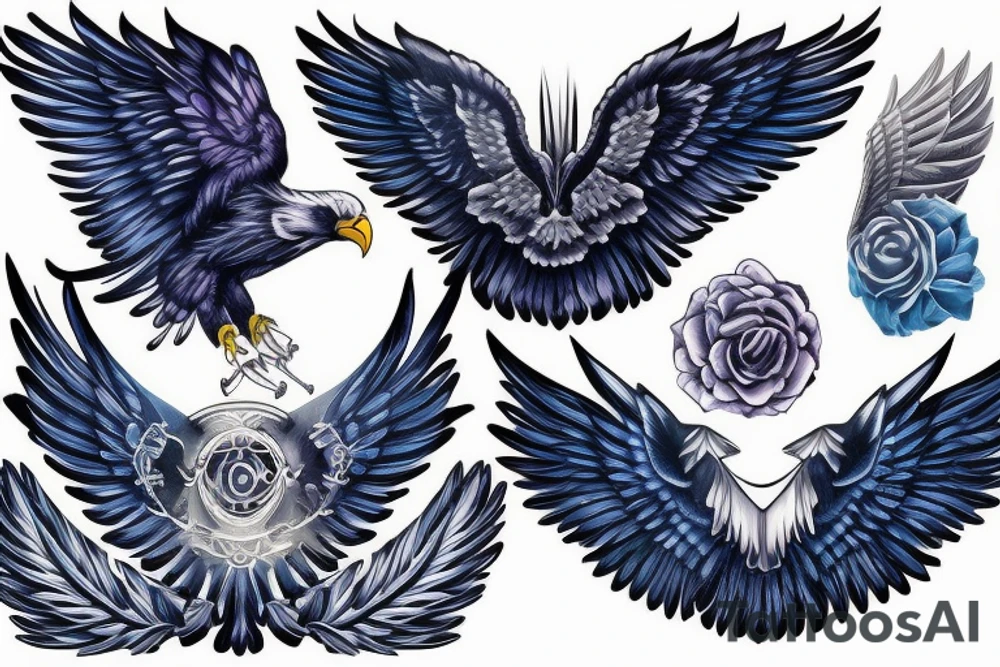 Blue Eagle wings tattoo idea
