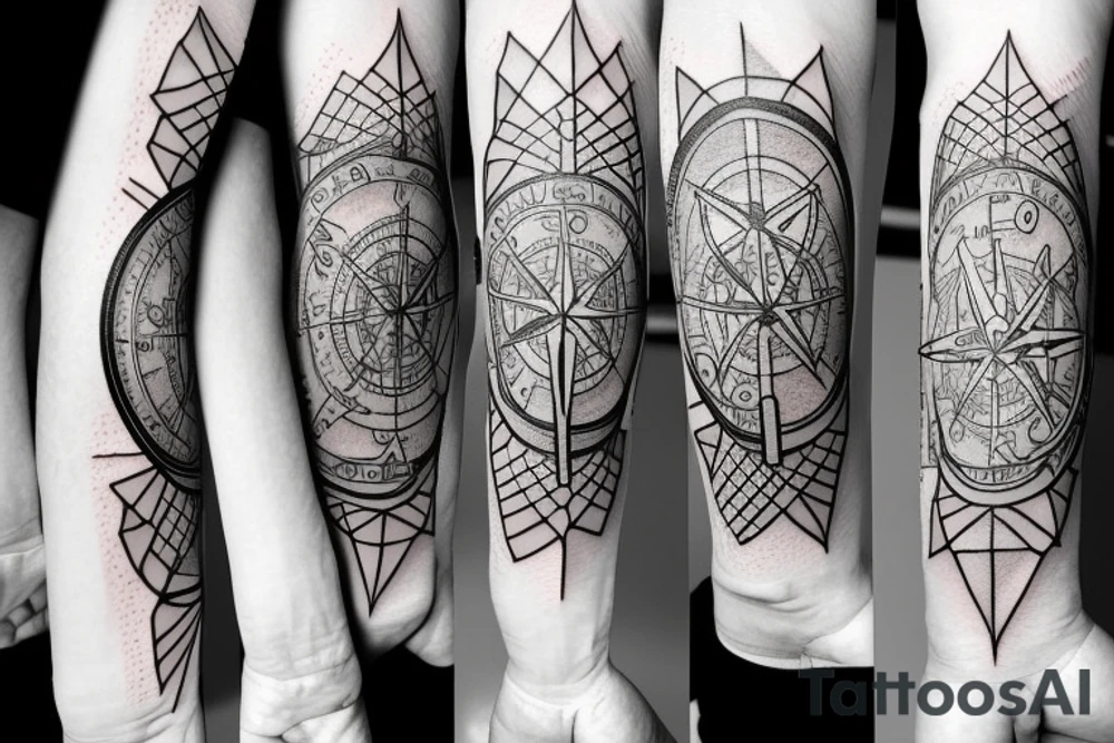 Combine the elements of a kangaroo and a compass in a unique way tattoo idea