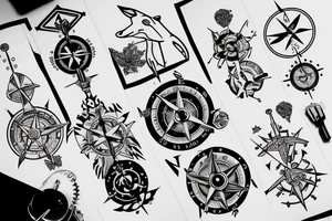 Combine the elements of a kangaroo and a compass in a unique way tattoo idea