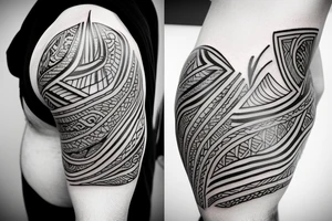 Design a tattoo inspired by the landscapes of Polynesian islands with a pirate ship tattoo idea
