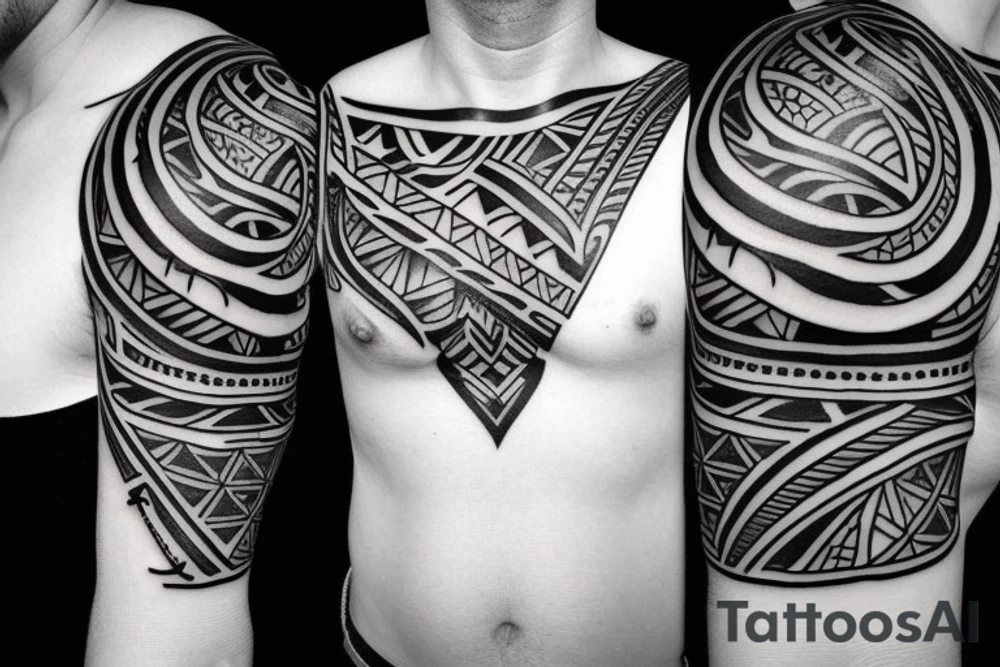 Design a tattoo inspired by the landscapes of Polynesian islands with a pirate ship tattoo idea