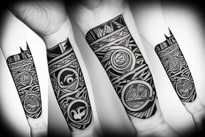 Design a tattoo inspired by the landscapes of Polynesian islands with a pirate ship tattoo idea