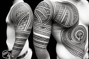 Design a tattoo inspired by the landscapes of Polynesian islands with a pirate ship tattoo idea