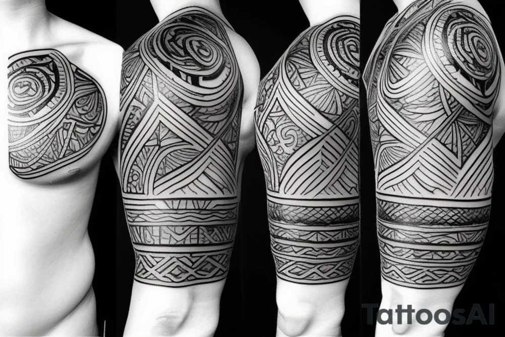 Design a tattoo inspired by the landscapes of Polynesian islands with a pirate ship tattoo idea