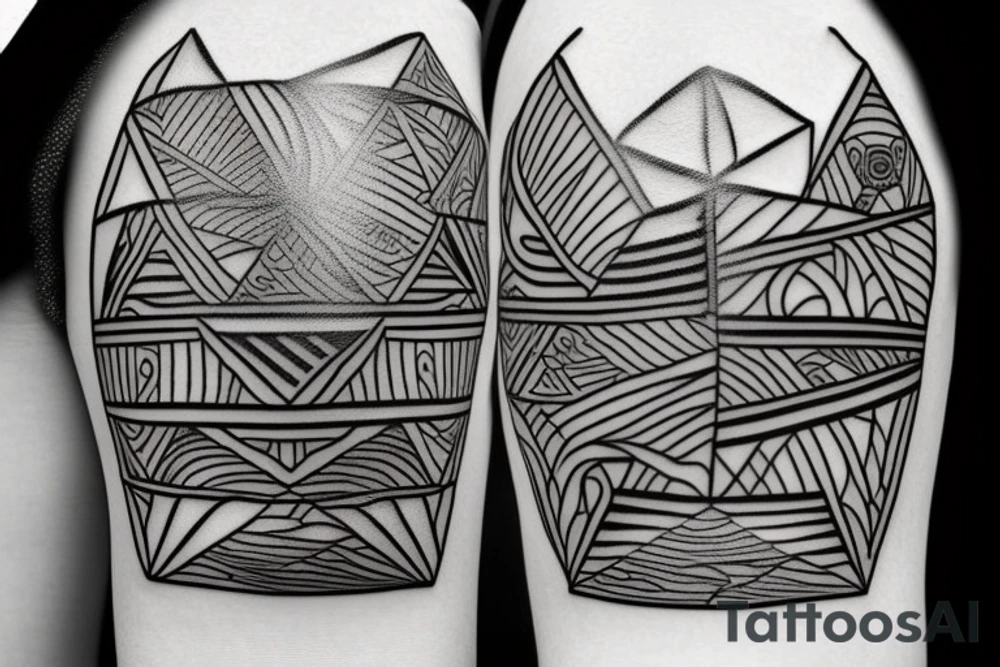 Design a tattoo inspired by the landscapes of Polynesian islands with a pirate ship tattoo idea