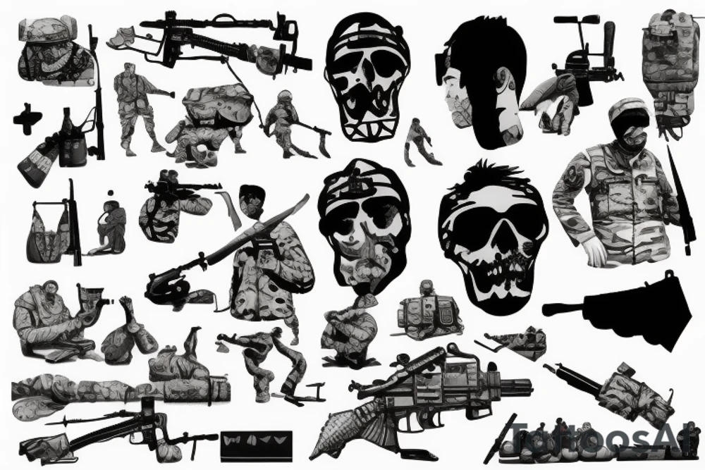 Combine elements of the Afghanistan war and exploration in a thought-provoking tattoo tattoo idea