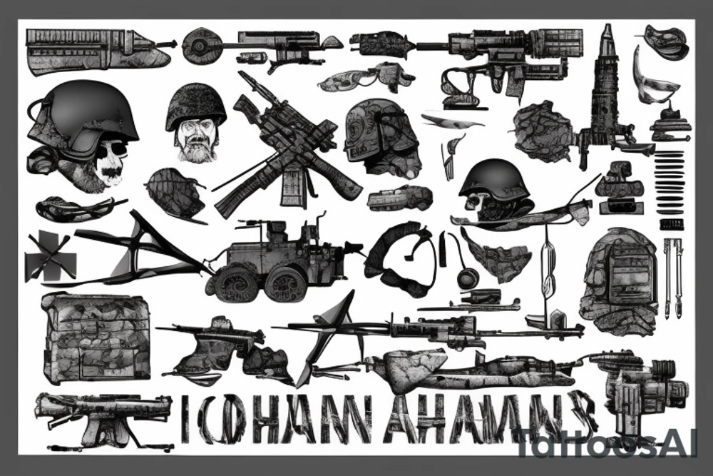 Combine elements of the Afghanistan war and exploration in a thought-provoking tattoo tattoo idea
