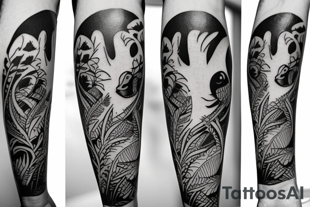 Design a tattoo showcasing the beauty of Australian wildlife, such as kangaroos and penguins tattoo idea