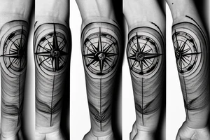 minimalistic compass in a pirate style with a postal stamp tattoo idea