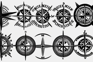 minimalistic compass in a pirate style with a postal stamp tattoo idea