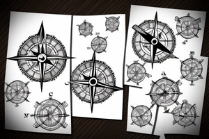 minimalistic compass in a pirate style with a postal stamp tattoo idea