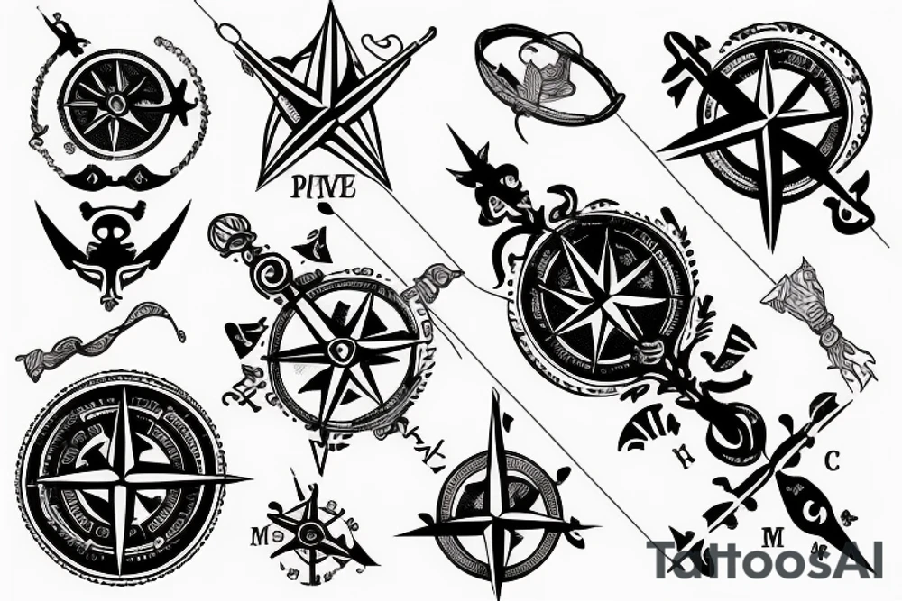 minimalistic compass in a pirate style with a post card stamp tattoo idea minimalistic compass in a pirate style with a post card stamp tattoo idea