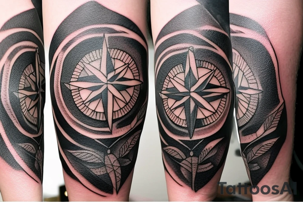 Compass with a kangaroo and the australian flag tattoo idea