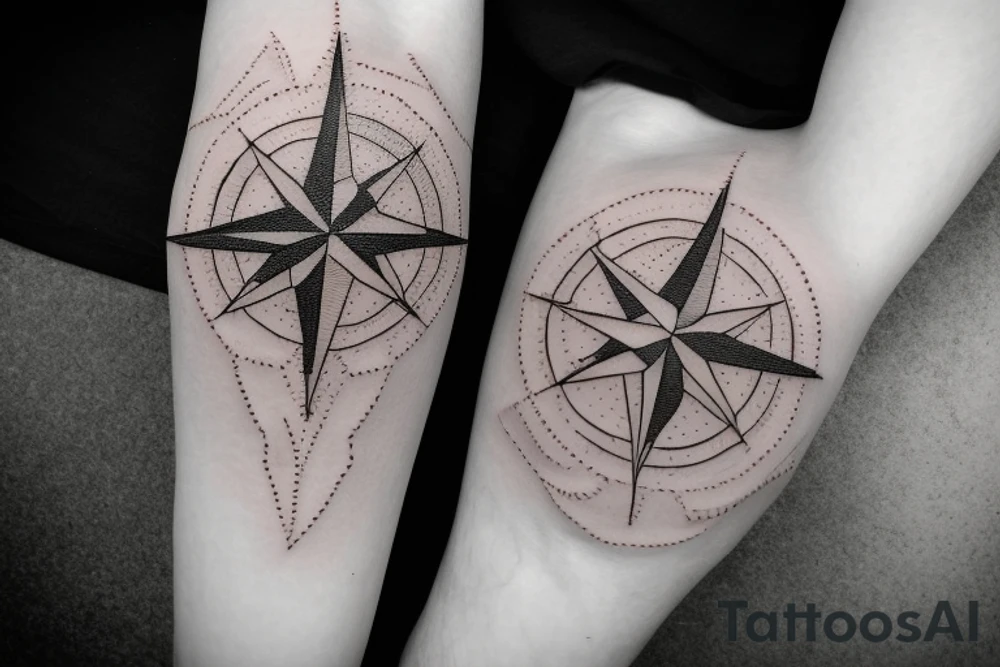 Compass with a kangaroo and the australian flag tattoo idea