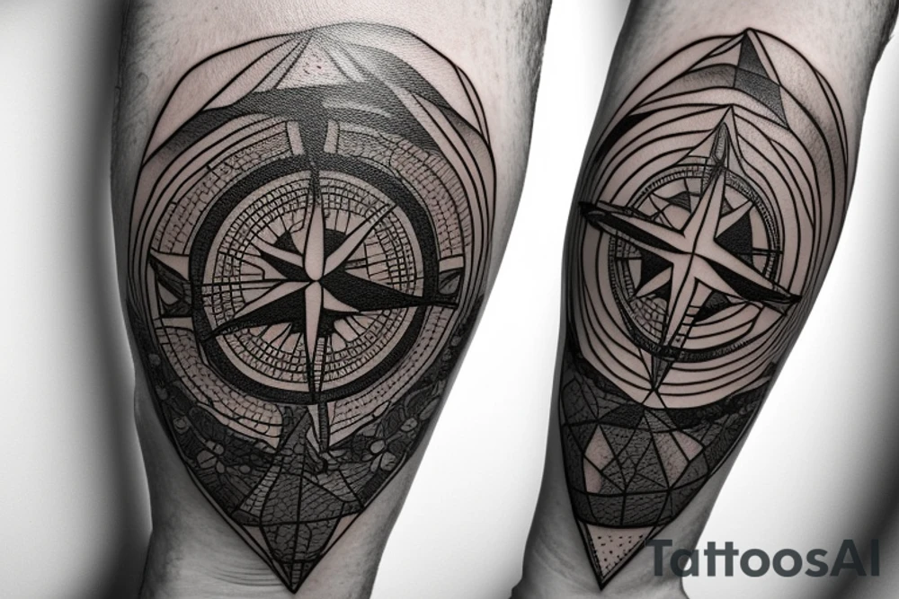 Compass with a kangaroo and the Australian flag. tattoo idea