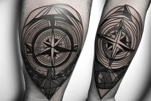 Compass with a kangaroo and the Australian flag. tattoo idea