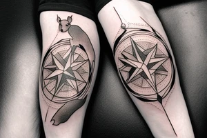Compass with a kangaroo and the Australian flag. tattoo idea