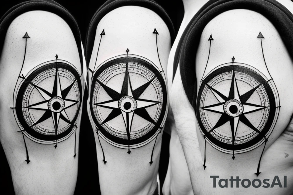 Compass with a kangaroo and the Australian flag. tattoo idea