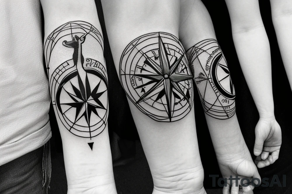 Compass with a kangaroo and the Australian flag. tattoo idea Compass with a kangaroo and the Australian flag. tattoo idea