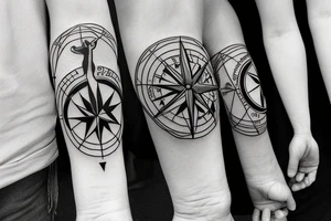 Compass with a kangaroo and the Australian flag. tattoo idea