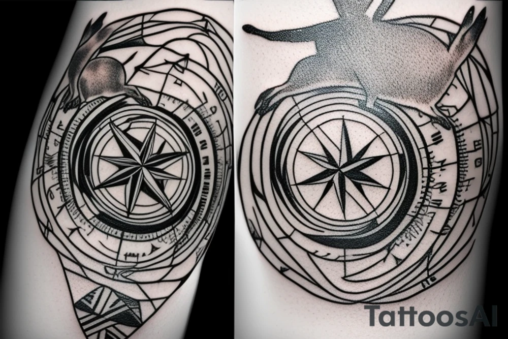 Compass with a kangaroo and the Australian flag. tattoo idea Compass with a kangaroo and the Australian flag. tattoo idea